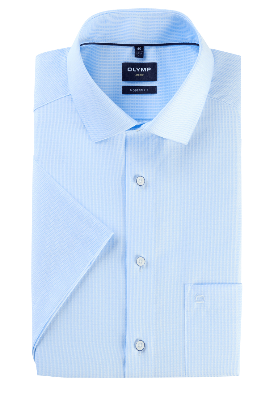 Produktbild fr 'OLYMP Luxor modern fit Halbarm New Kent Kragen Struktur hellblau'