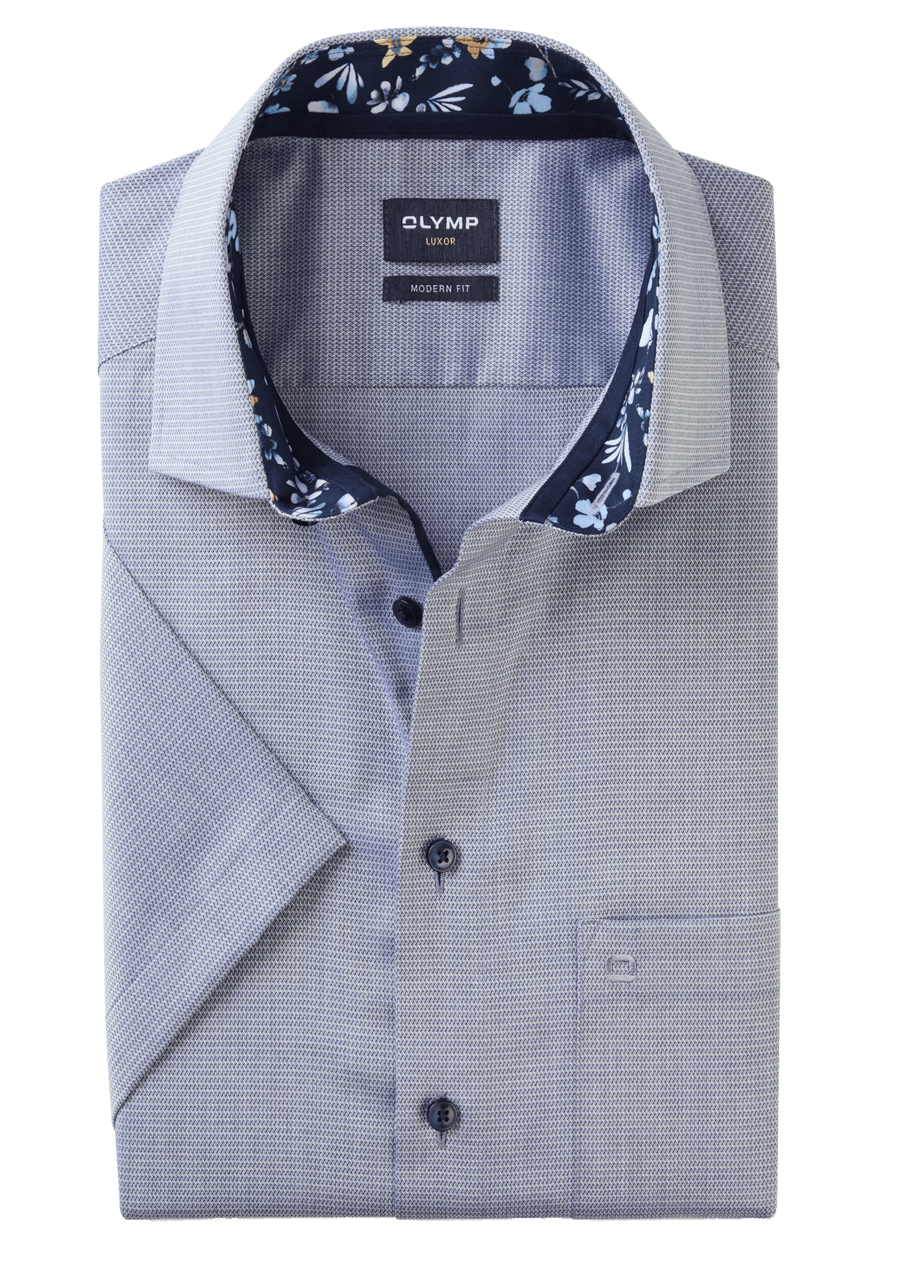 Produktbild fr 'OLYMP Luxor modern fit Hemd Halbarm New Kent Kragen Struktur dunkelblau'