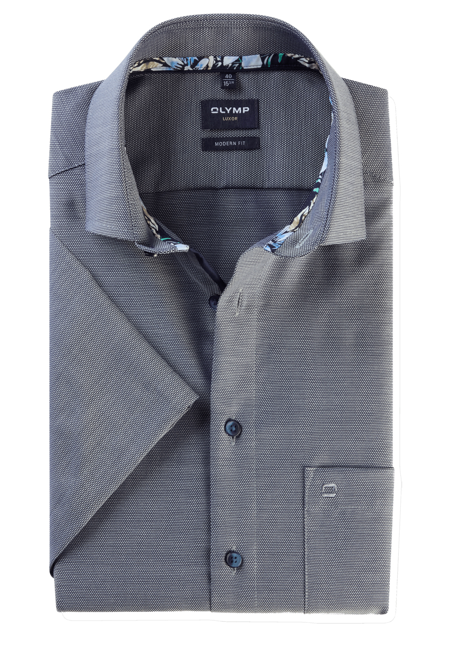 Produktbild fr 'OLYMP Luxor modern fit Hemd Halbarm New Kent Kragen Struktur nachtlbau'