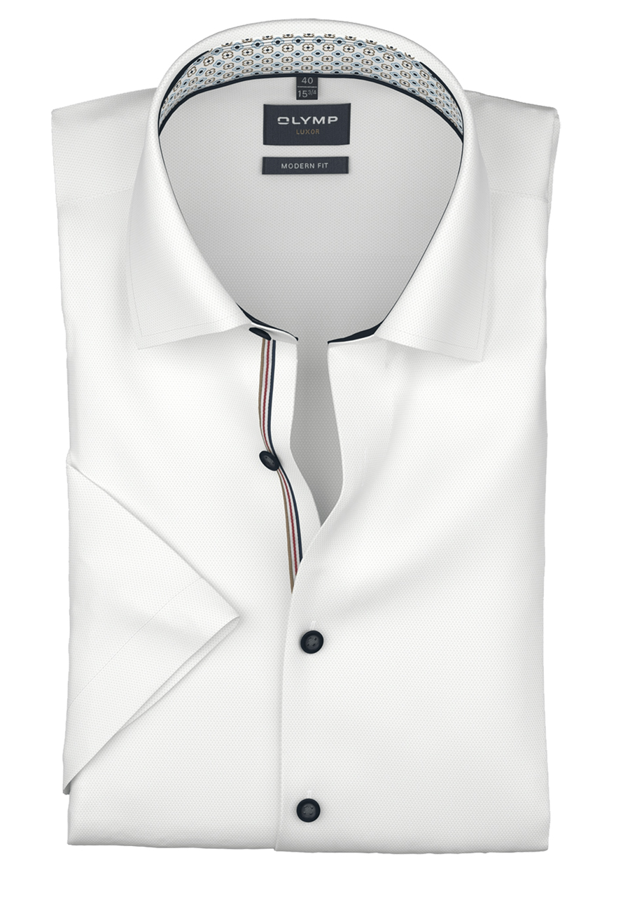 Produktbild f�r 'OLYMP Luxor modern fit Hemd Halbarm New Kent Kragen Struktur wei�'