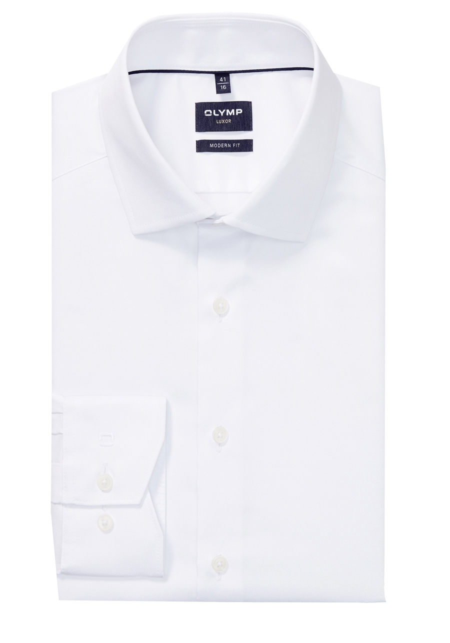 Produktbild f�r 'OLYMP Luxor modern fit Hemd Langarm Haifischkragen Satin wei�'