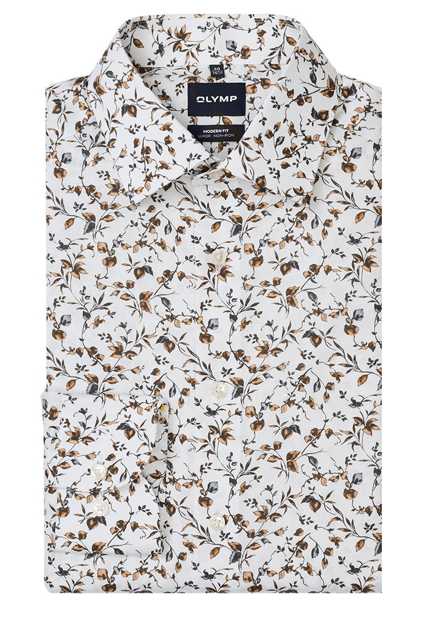 Produktbild f�r 'OLYMP Luxor modern fit Hemd Langarm New Kent Kragen Blumenmuster wei�'