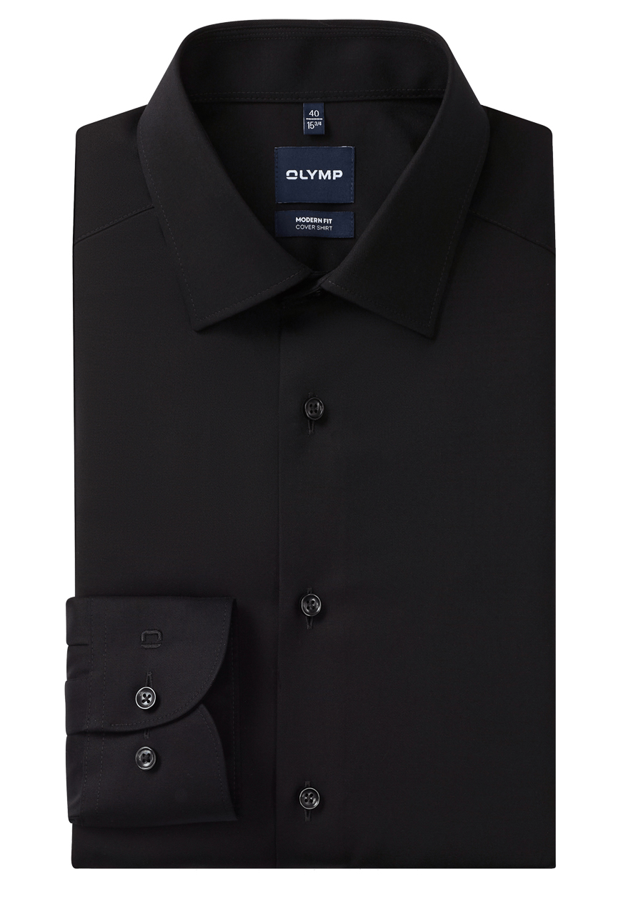 Produktbild f�r 'OLYMP Luxor modern fit Hemd Langarm New Kent Kragen Cover Shirt schwarz'