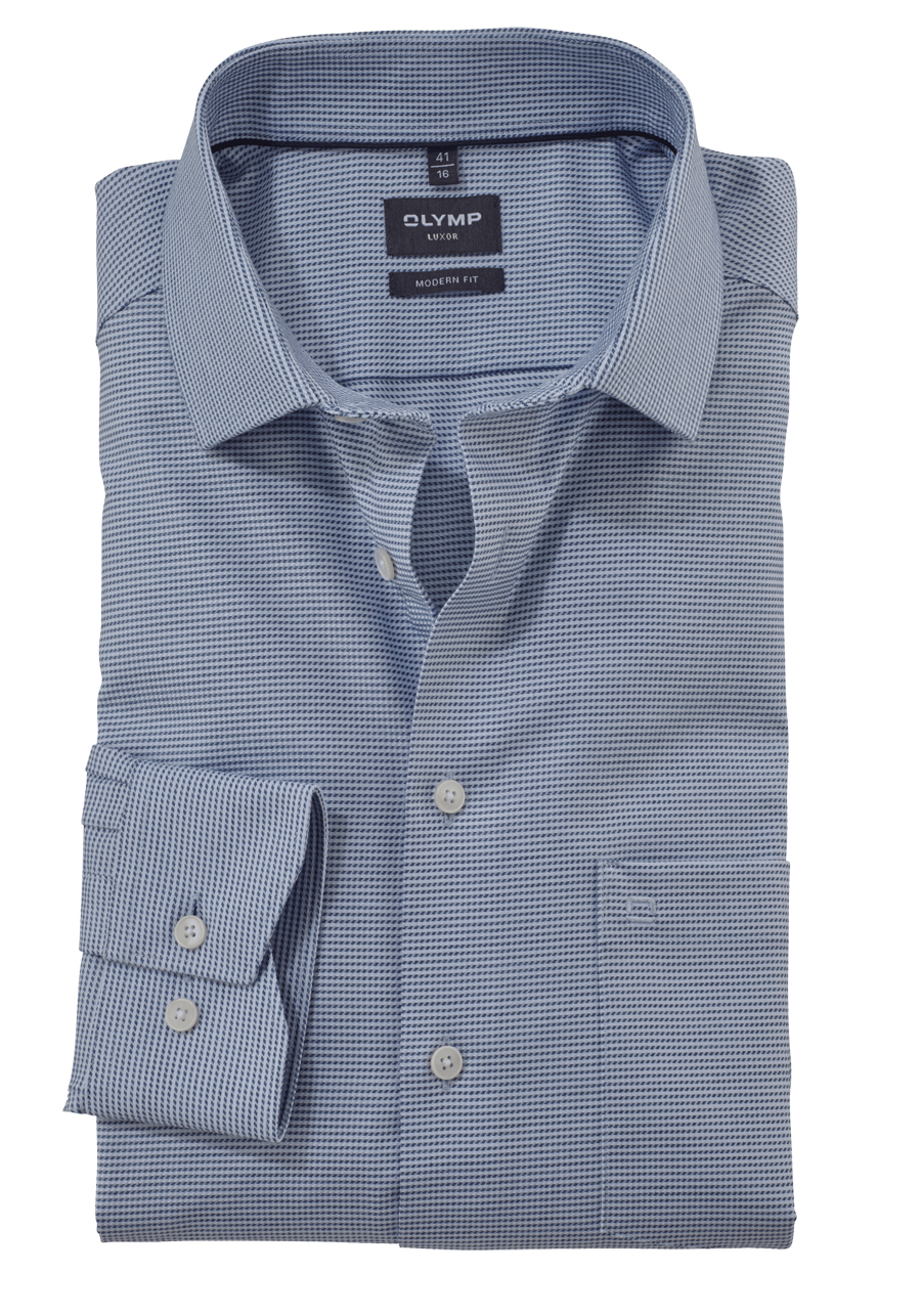 Produktbild fr 'OLYMP Luxor modern fit Hemd Langarm New Kent Kragen Faux Muster blau'