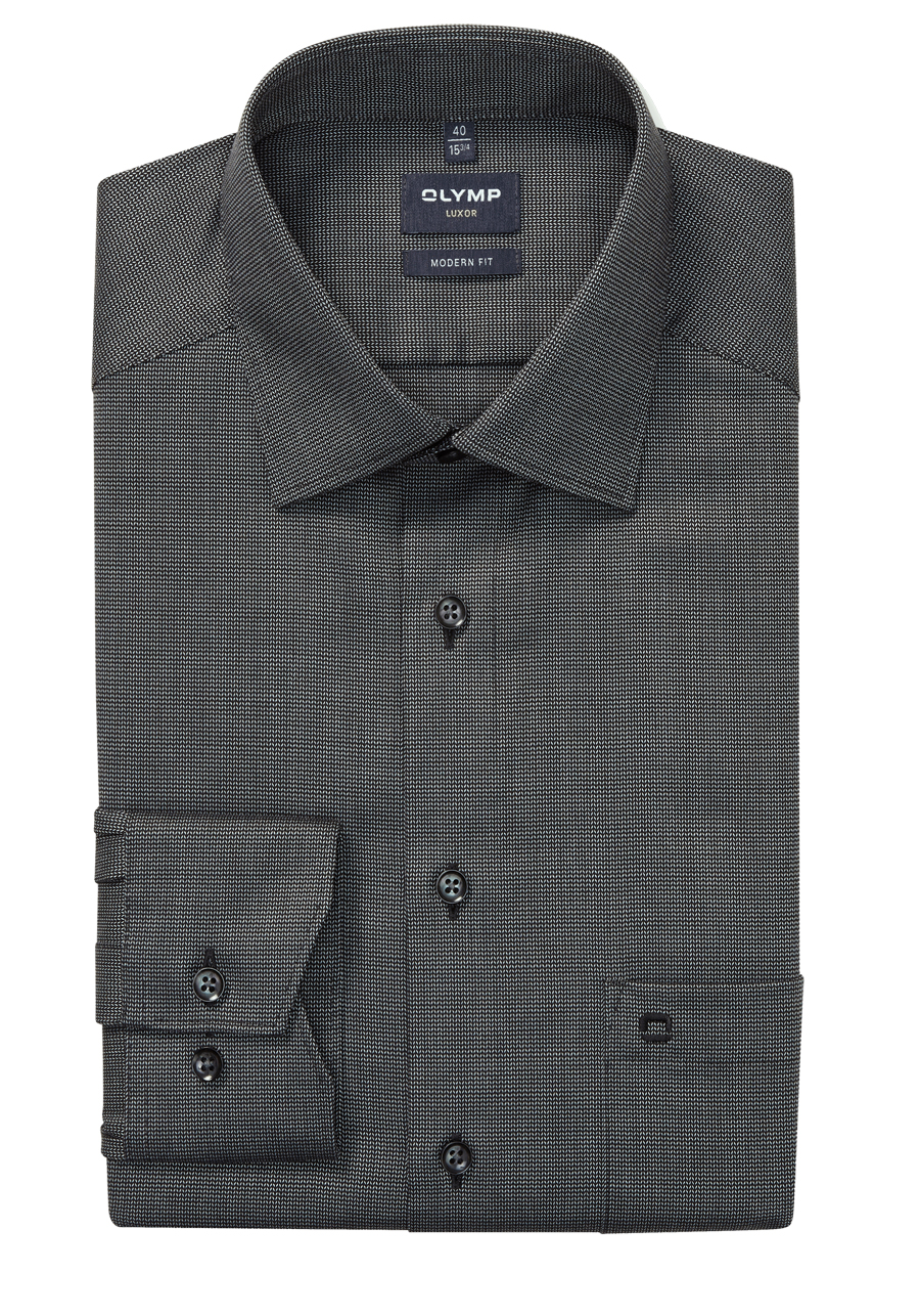Produktbild f�r 'OLYMP Luxor modern fit Hemd Langarm New Kent Kragen Muster grau'