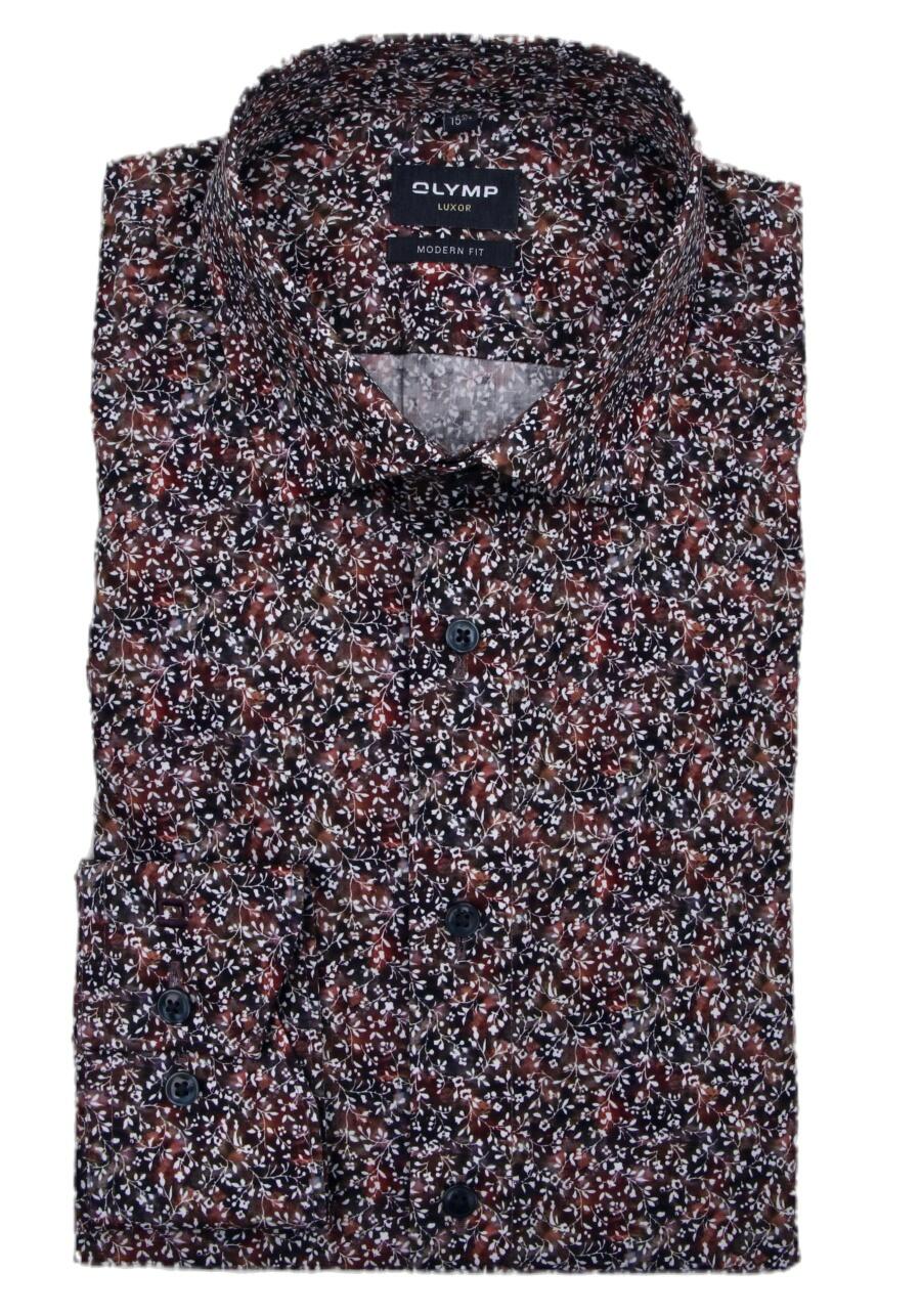 Produktbild fr 'OLYMP Luxor modern fit Hemd Langarm New Kent Kragen Muster lila'