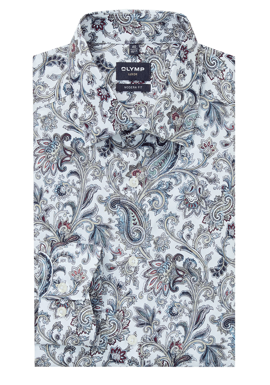 Produktbild f�r 'OLYMP Luxor modern fit Hemd Langarm New Kent Kragen Muster wei�'