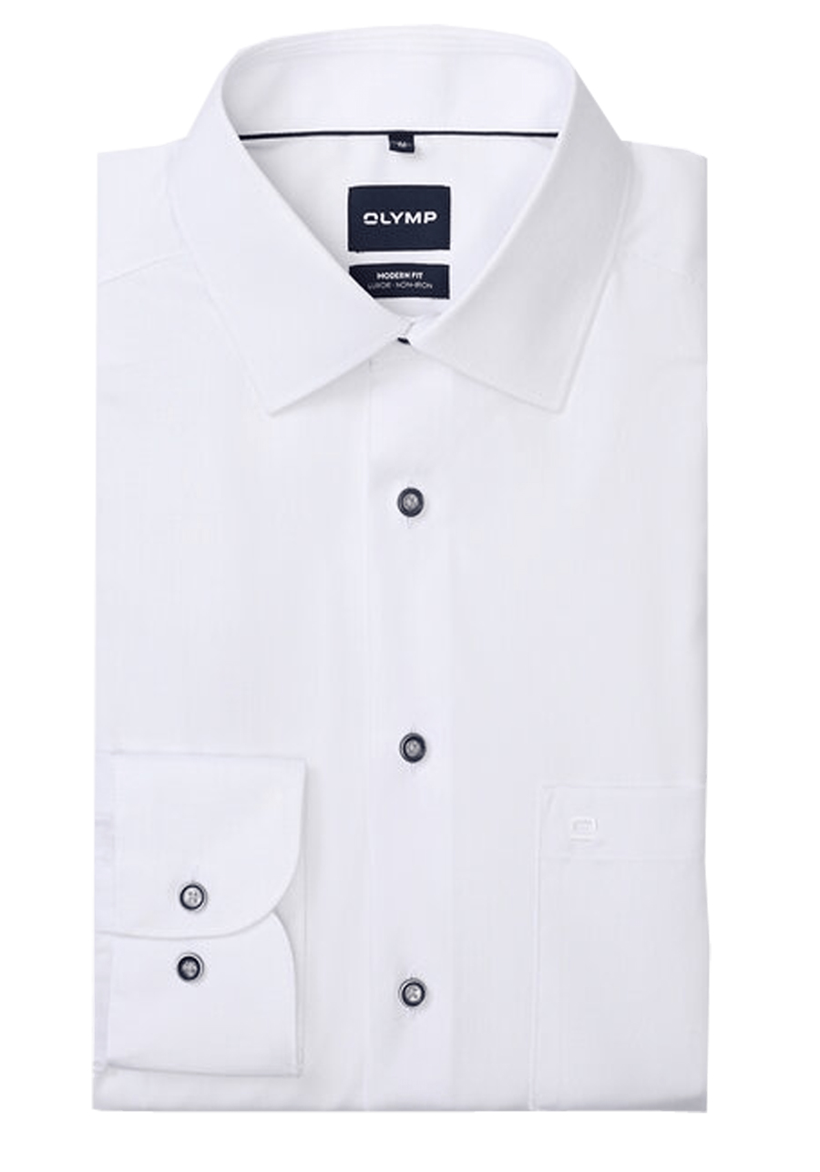 Produktbild f�r 'OLYMP Luxor modern fit Hemd Langarm New Kent Kragen Muster wei�'