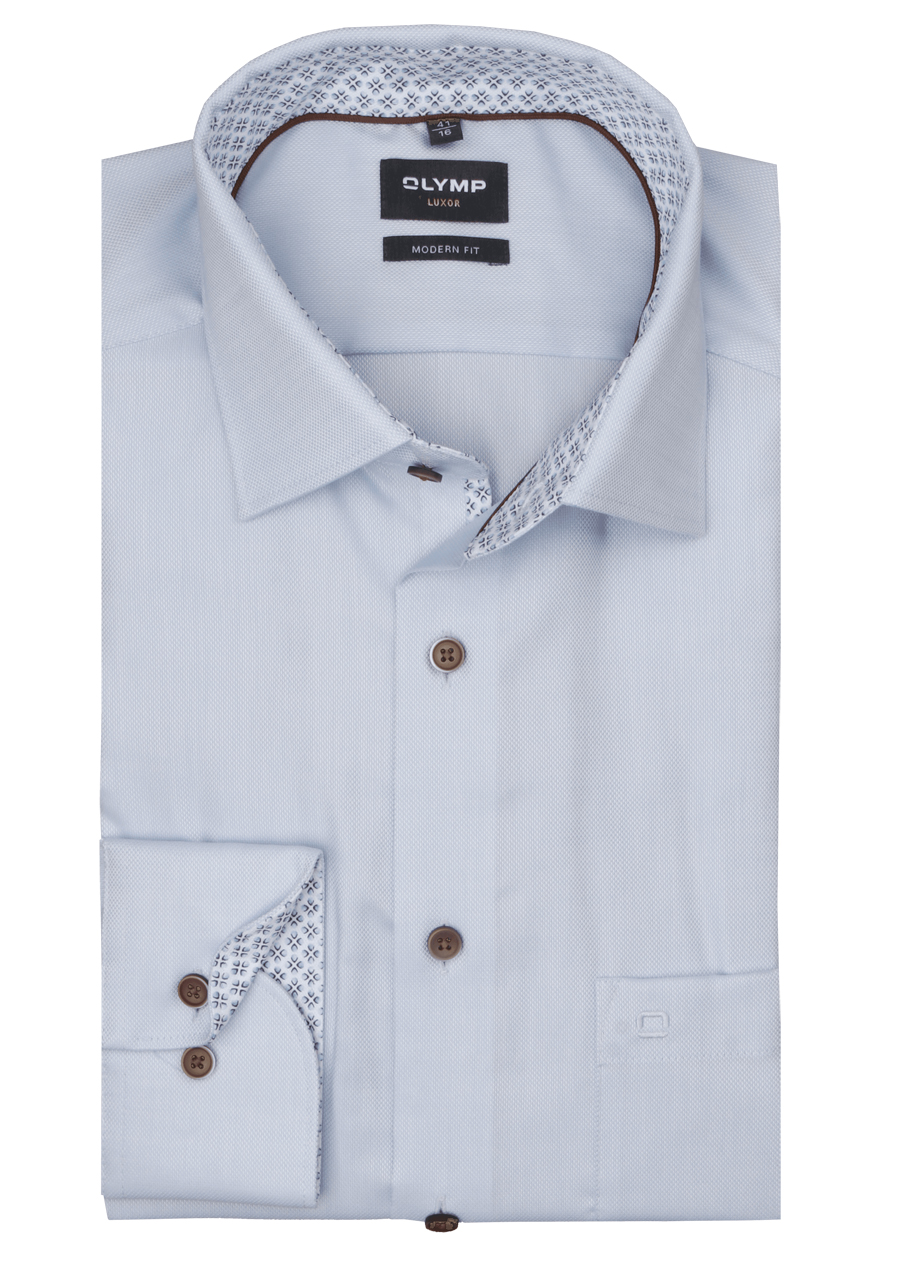 Produktbild f�r 'OLYMP Luxor modern fit Hemd Langarm New Kent Kragen Natte hellblau'