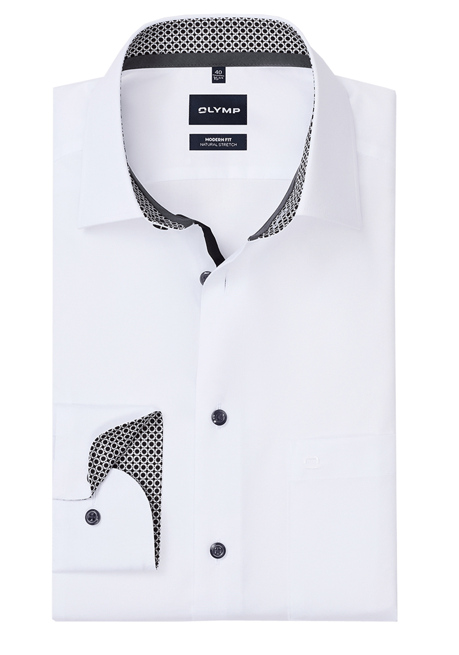 Produktbild f�r 'OLYMP Luxor modern fit Hemd Langarm New Kent Kragen Popeline wei�'