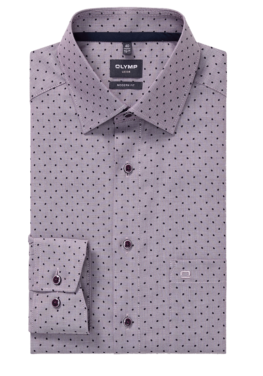 Produktbild f�r 'OLYMP Luxor modern fit Hemd Langarm New Kent Kragen Punkte lila'