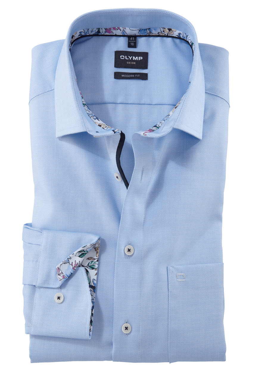 Produktbild fr 'OLYMP Luxor modern fit Hemd Langarm New Kent Kragen Struktur hellblau'