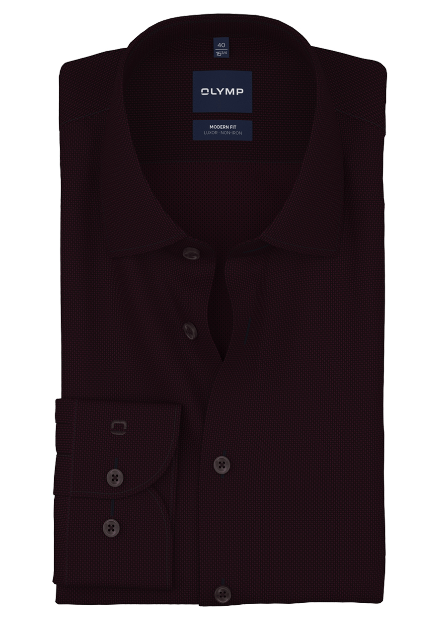 Produktbild f�r 'OLYMP Luxor modern fit Hemd Langarm New Kent Kragen Struktur weinrot'