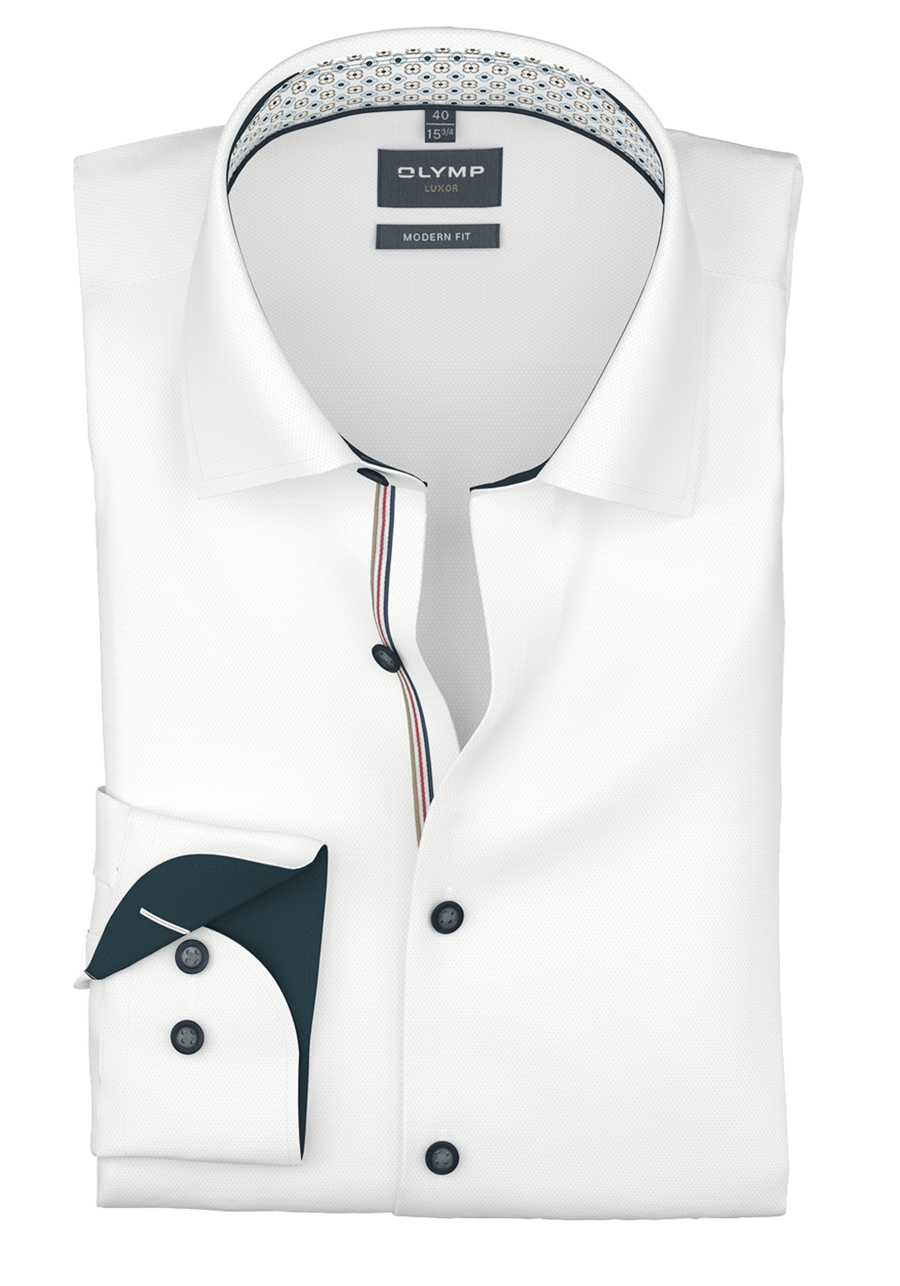 Produktbild f�r 'OLYMP Luxor modern fit Hemd Langarm New Kent Kragen Struktur wei�'
