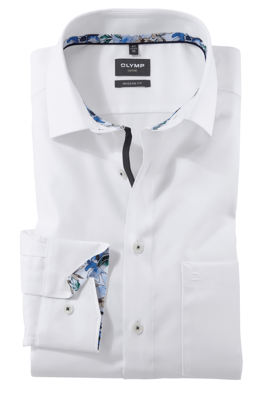 Produktbild fr 'OLYMP Luxor modern fit Hemd Langarm New Kent Kragen Struktur wei'