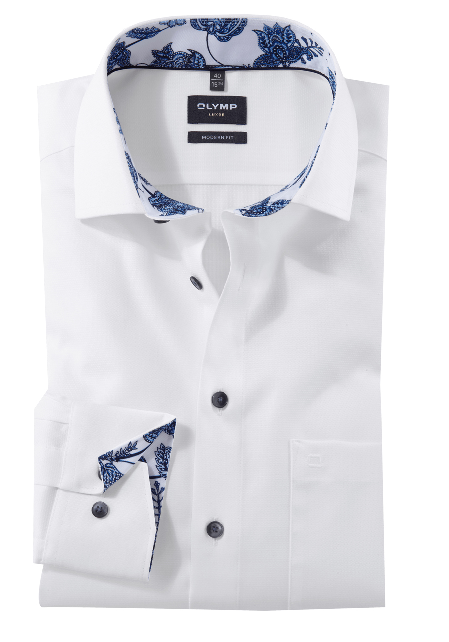 Produktbild fr 'OLYMP Luxor modern fit Hemd Langarm New Kent Kragen Struktur wei'