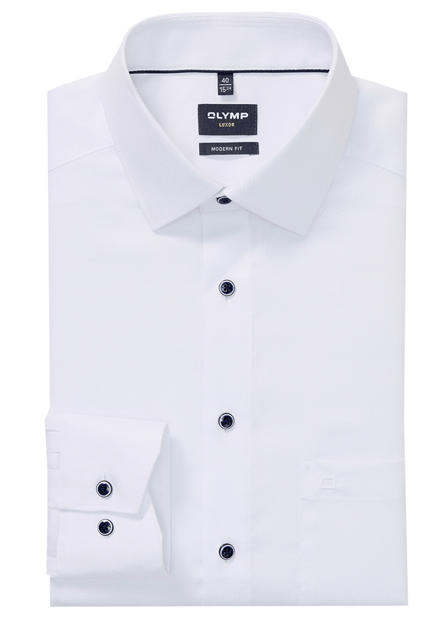 Produktbild f�r 'OLYMP Luxor modern fit Hemd Langarm New Kent Kragen Struktur wei�'