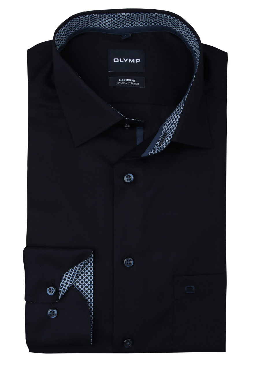 Produktbild f�r 'OLYMP Luxor modern fit Hemd extra kurzer Arm New Kent Kragen Popeline nachtblau'