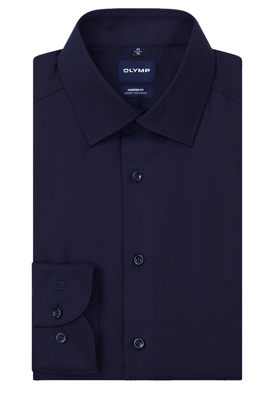 Produktbild f�r 'OLYMP Luxor modern fit Hemd extra kurzer Arm New Kent Kragen Struktur nachtblau'