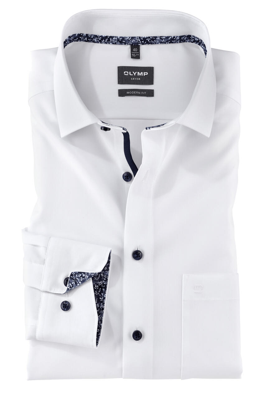 Produktbild fr 'OLYMP Luxor modern fit Hemd extra kurzer Arm New Kent Kragen wei'