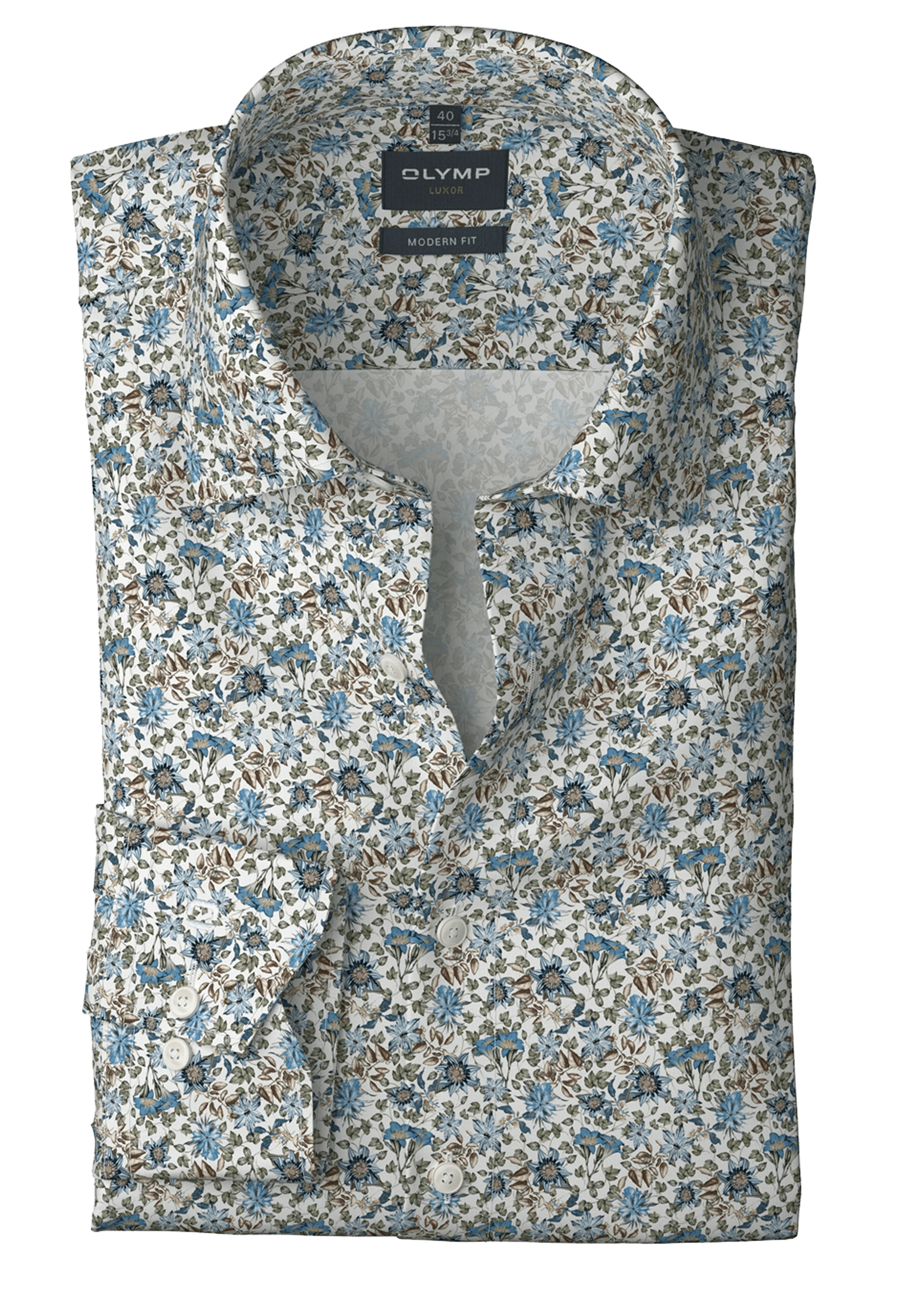 Produktbild f�r 'OLYMP Luxor modern fit Hemd extra kurzer Arm New kent Kragen Blumenmuster wei�'