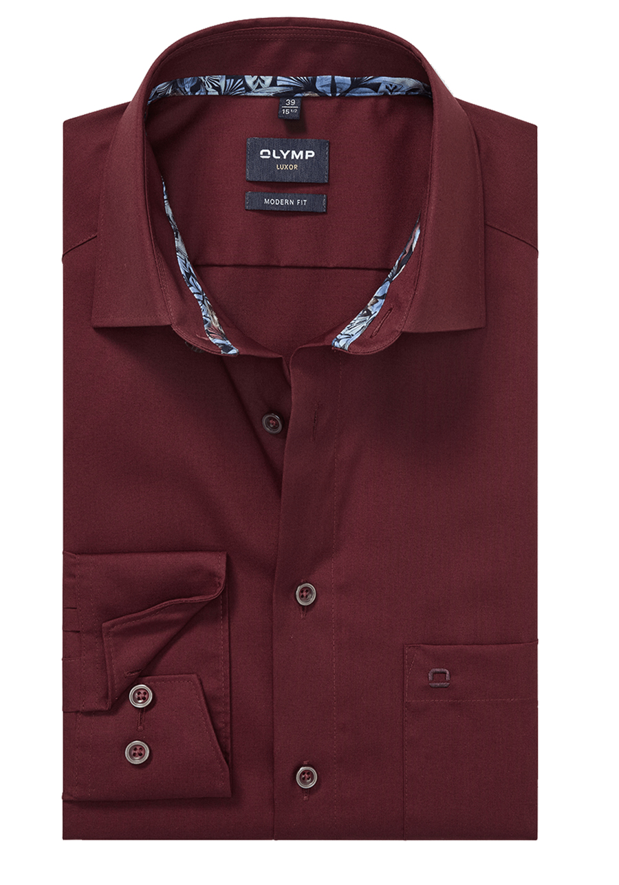 Produktbild f�r 'OLYMP Luxor modern fit Hemd extra langer Arm New Kent Kragen Chambray dunkelrot'