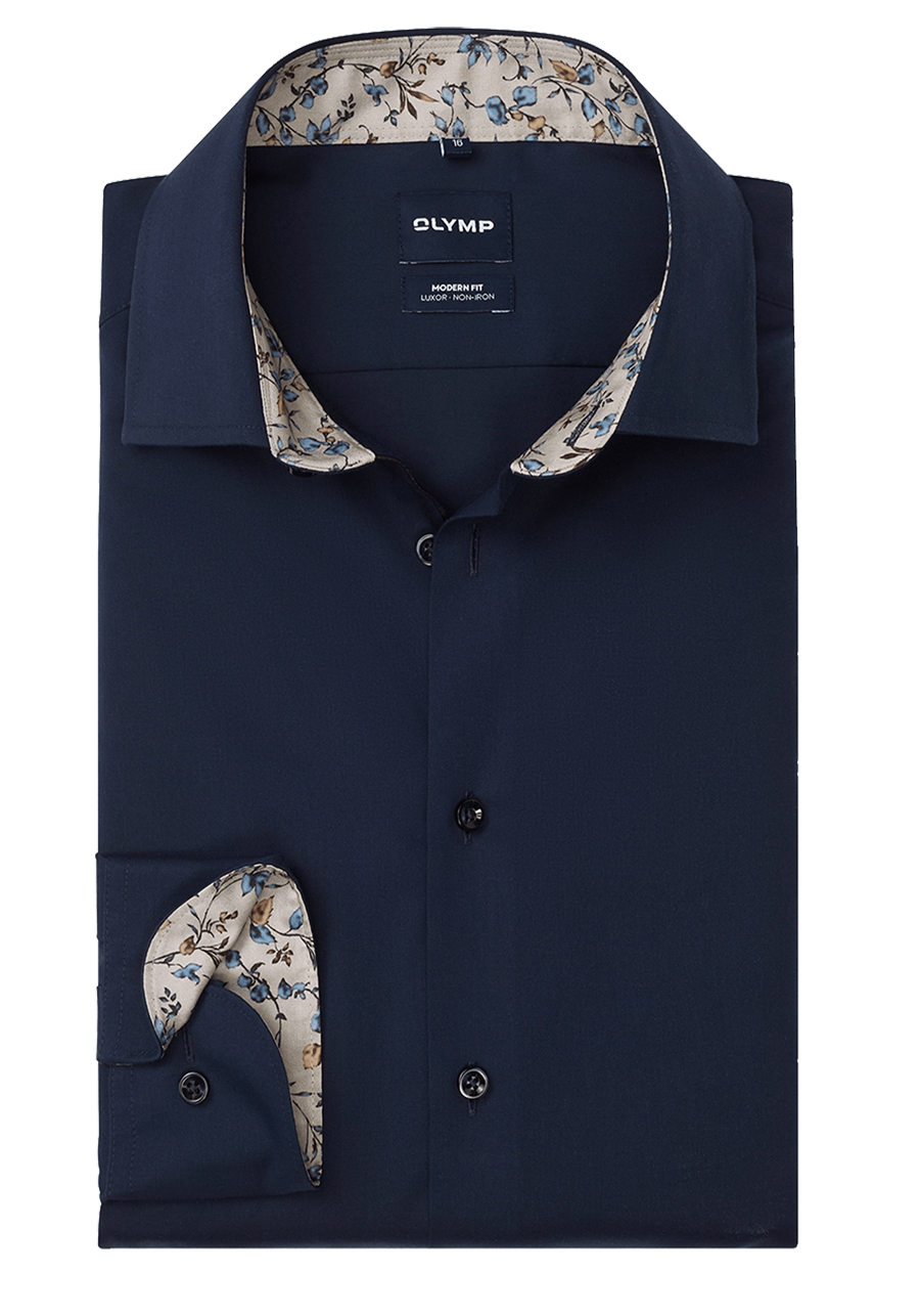Produktbild f�r 'OLYMP Luxor modern fit Hemd extra langer Arm New Kent Kragen Popeline nachtblau'