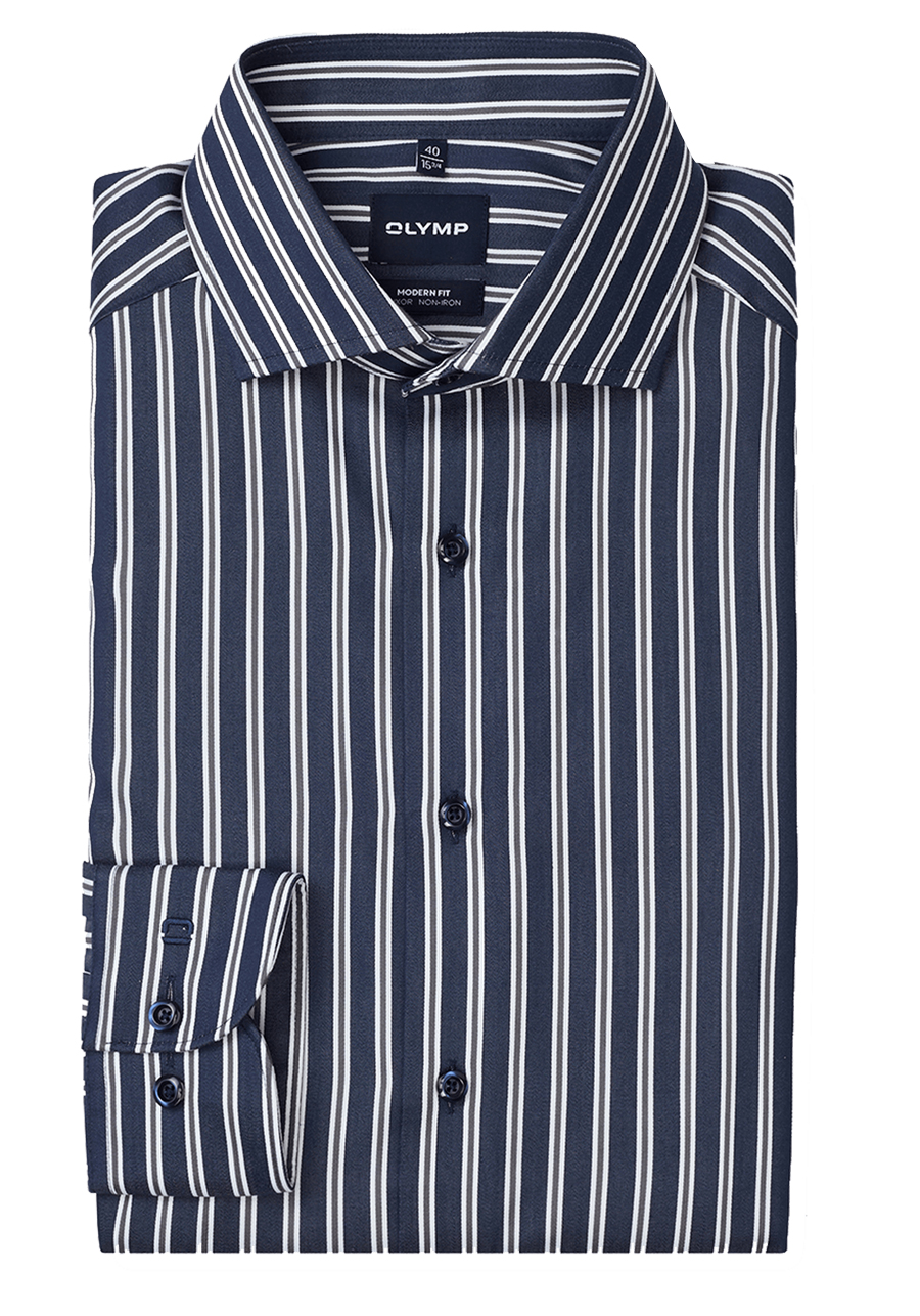 Produktbild f�r 'OLYMP Luxor modern fit Hemd extra langer Arm New Kent Kragen Satin Streifen blau'