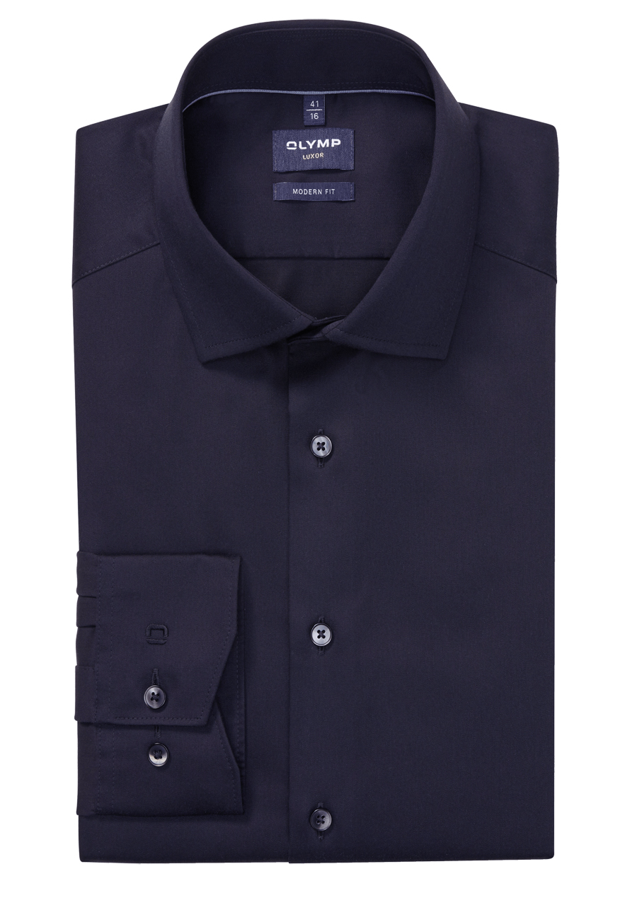 Produktbild f�r 'OLYMP Luxor modern fit Hemd extra langer Arm New Kent Kragen Satin schwarz'