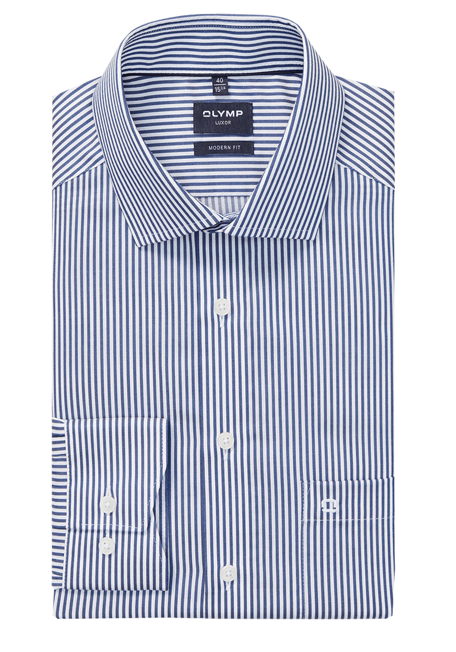 Produktbild f�r 'OLYMP Luxor modern fit Hemd extra langer Arm New Kent Kragen Twill Streifen hellblau'