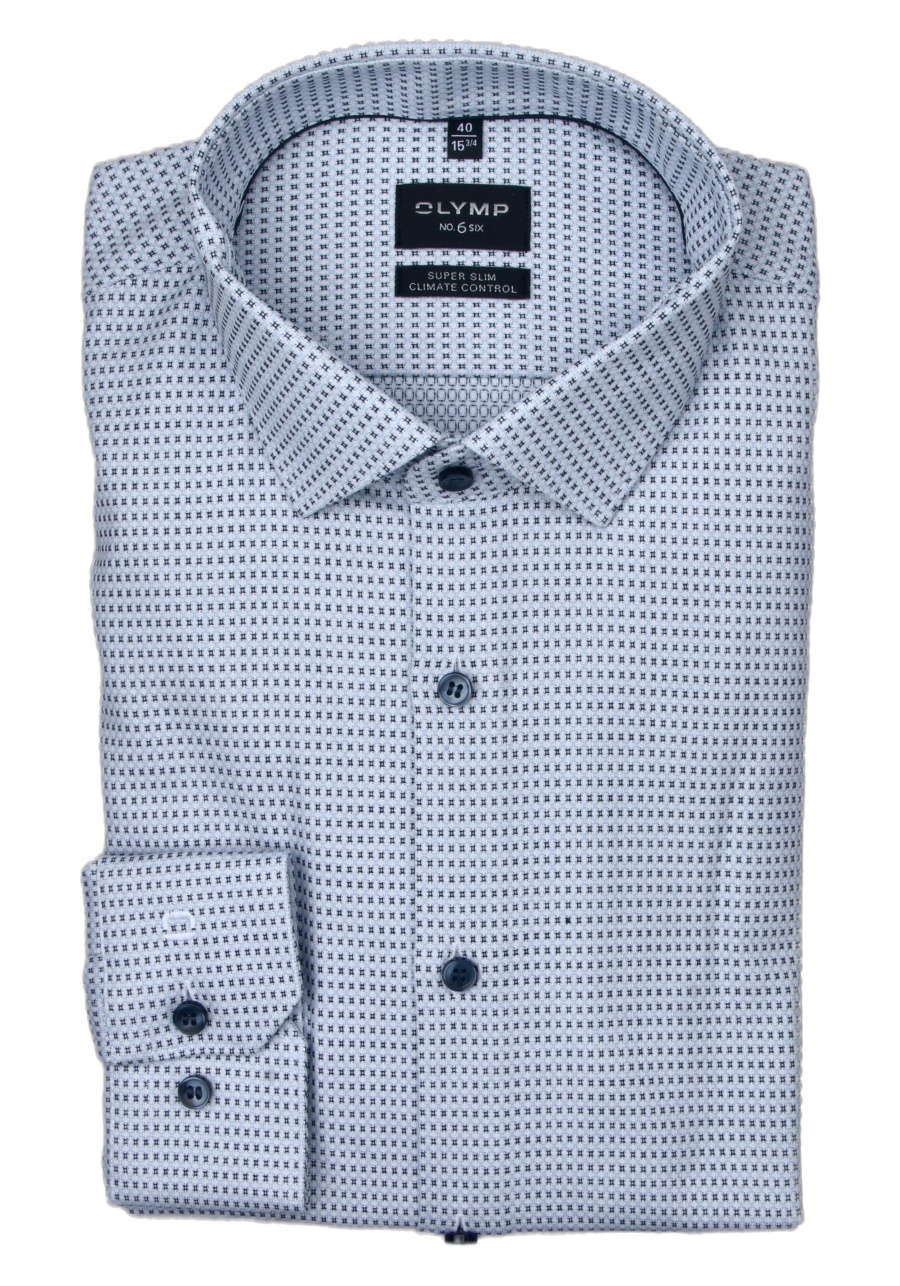 Produktbild fr 'OLYMP No. Six 24/Seven super slim Hemd extra langer Arm Muster blau'