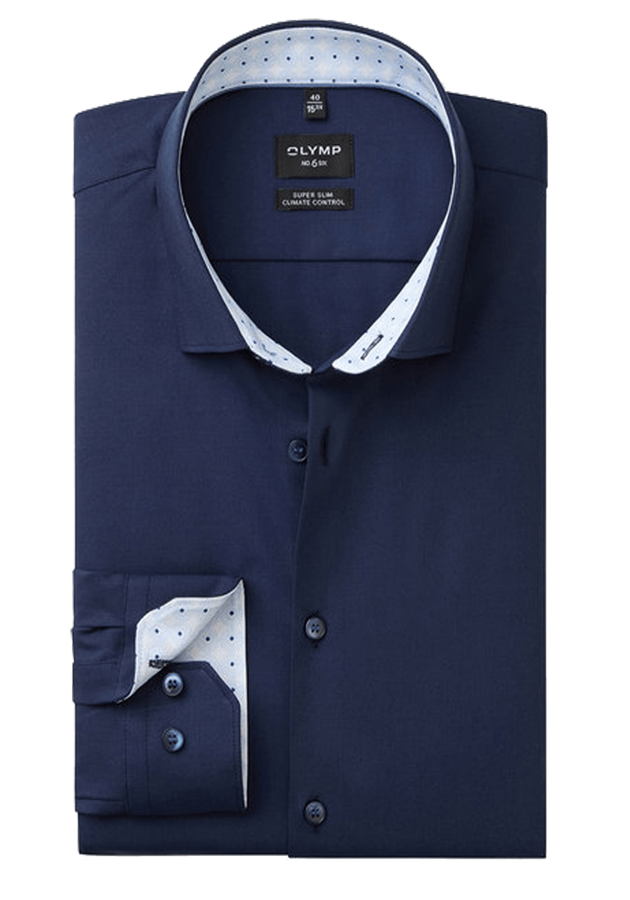 Produktbild fr 'OLYMP No. Six 24/Seven super slim Langarm New Kent Kragen Twill nachtblau'