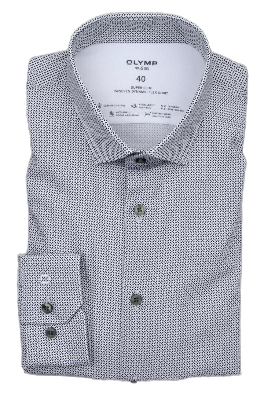 Produktbild fr 'OLYMP No. Six 24/Seven super slim extra langer Arm New Kent Kragen Muster wei'