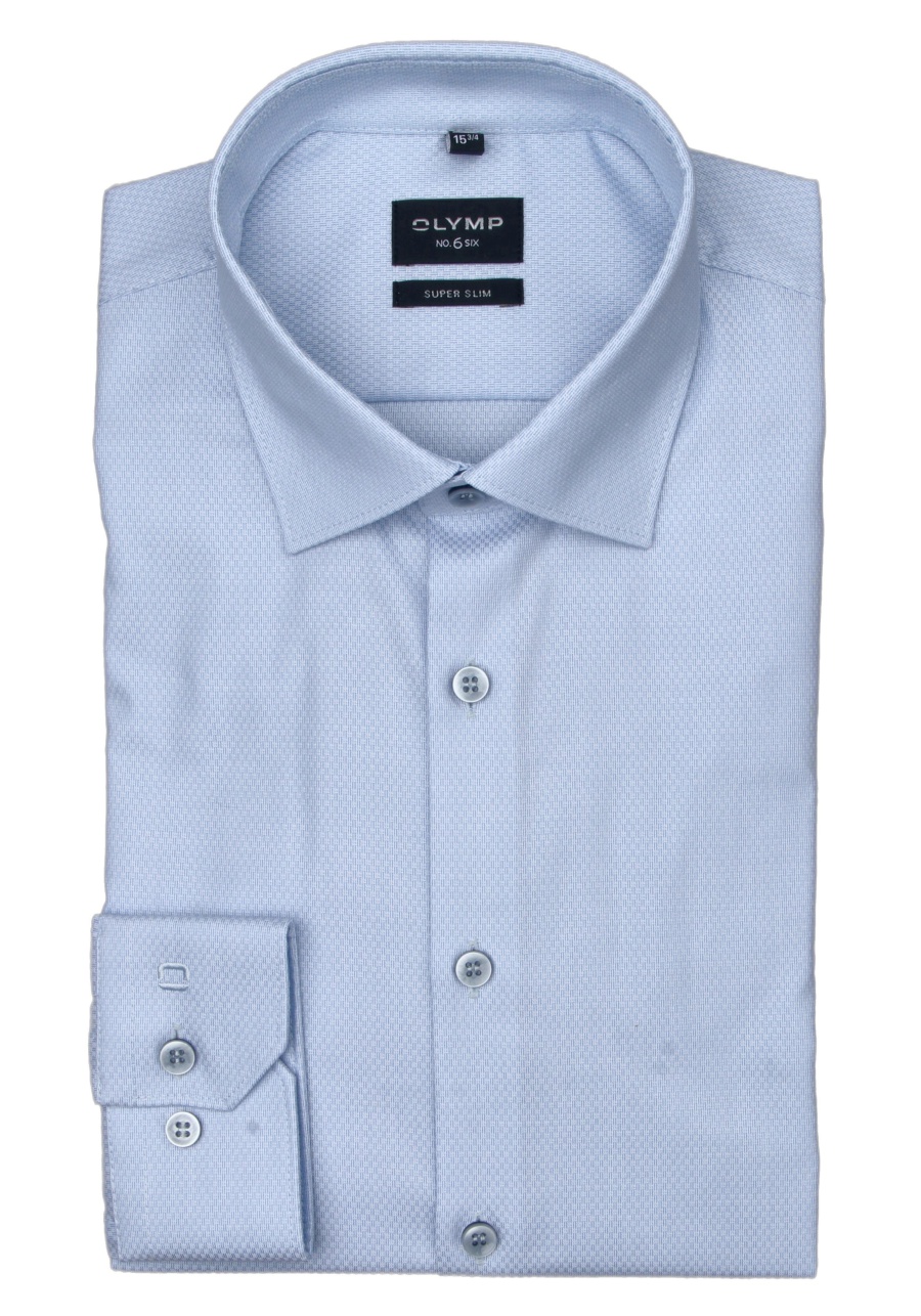 Produktbild fr 'OLYMP No. Six super slim Hemd Langarm Arm New Kent Kragen Struktur hellblau'