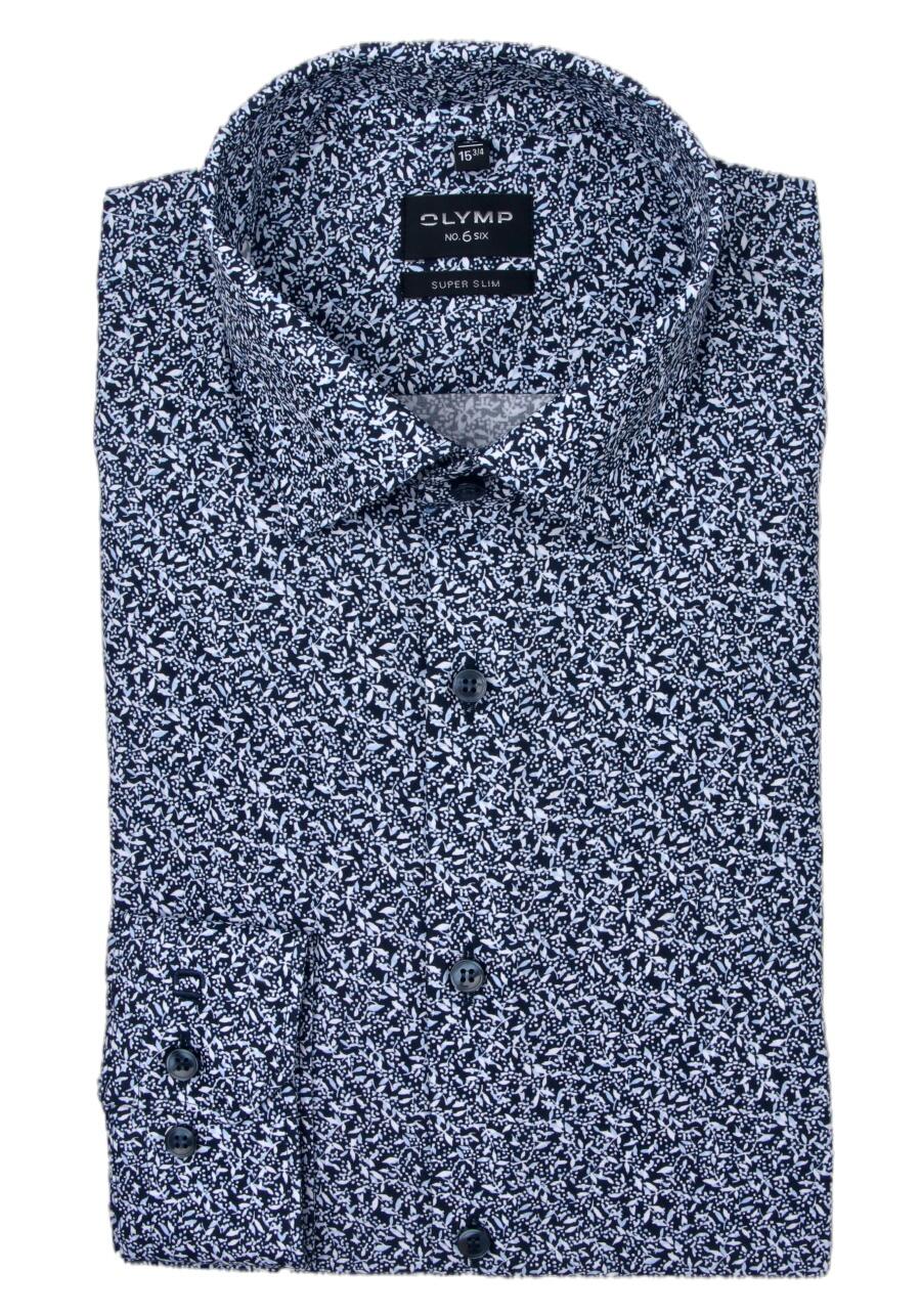 Produktbild fr 'OLYMP No. Six super slim Hemd Langarm New Kent Kragen Muster blau'