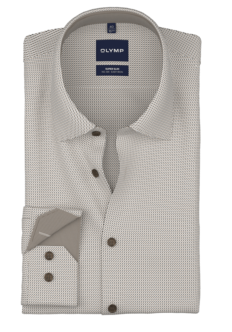 Produktbild f�r 'OLYMP No. Six super slim Hemd Langarm New Kent Kragen Muster braun'