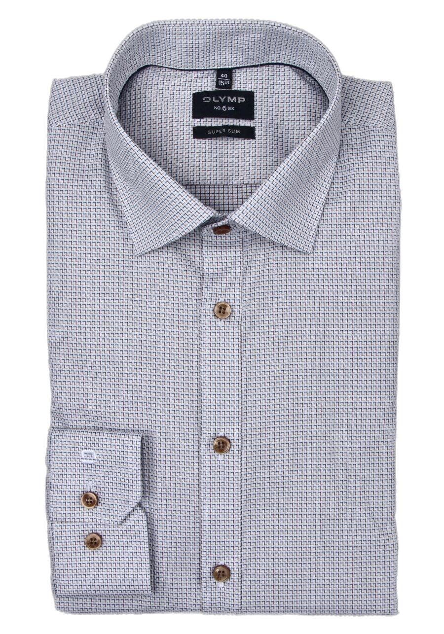 Produktbild fr 'OLYMP No. Six super slim Hemd Langarm New Kent Kragen Muster braun'