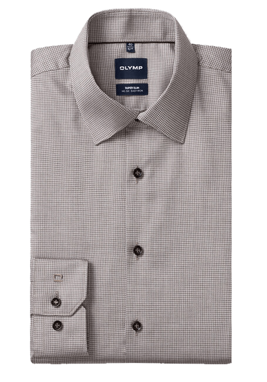 Produktbild f�r 'OLYMP No. Six super slim Hemd Langarm New Kent Kragen Muster braun'