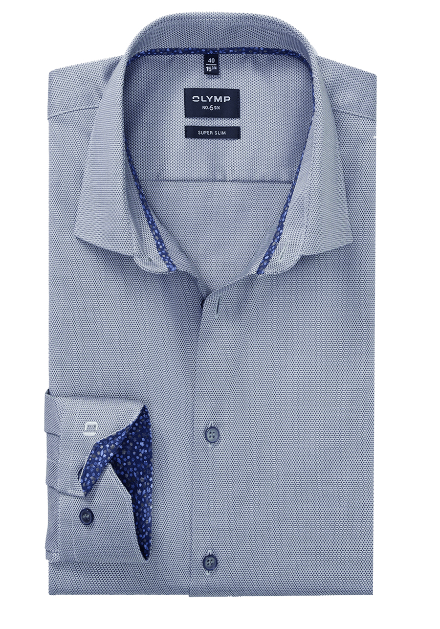 Produktbild f�r 'OLYMP No. Six super slim Hemd Langarm New Kent Kragen Muster dunkelblau'