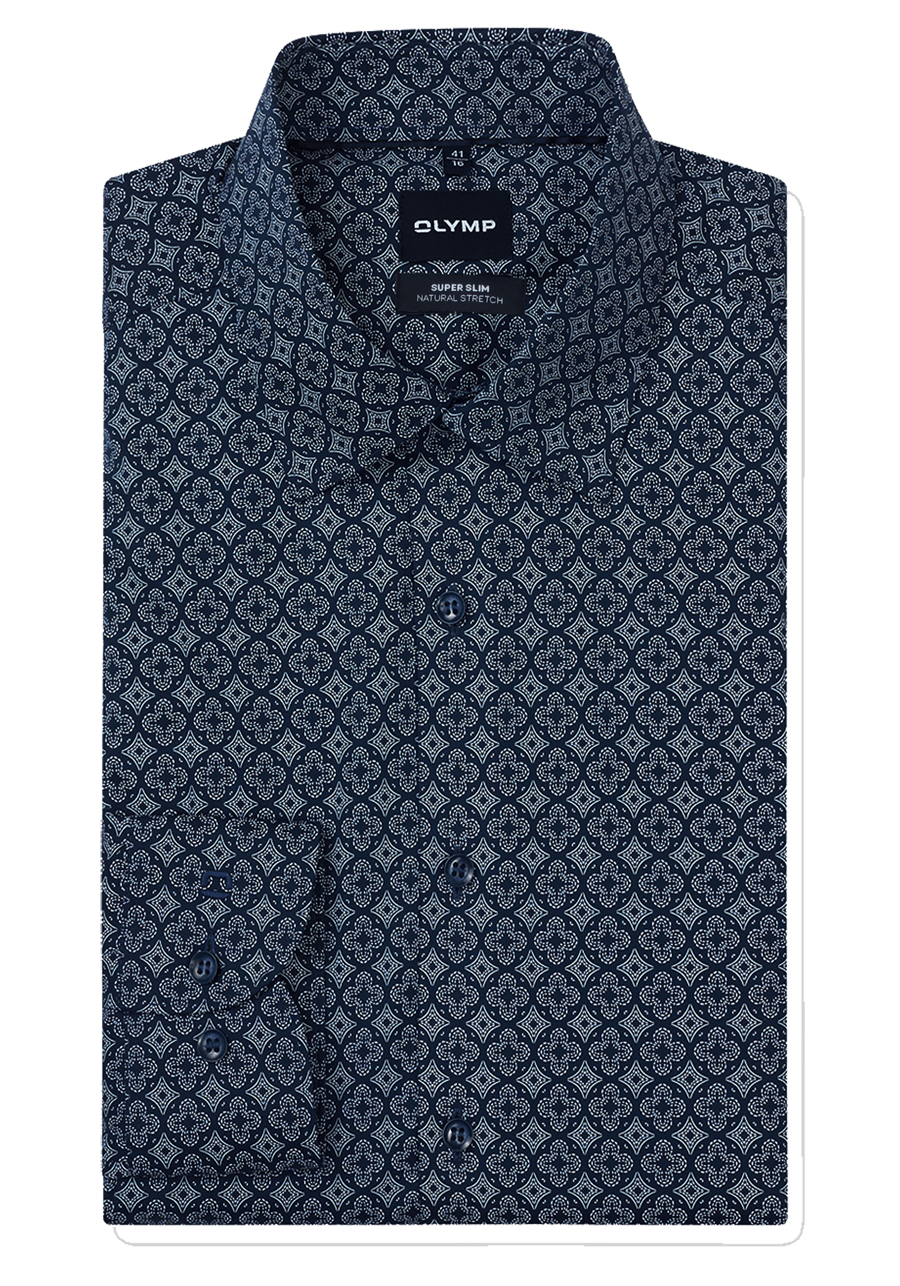 Produktbild f�r 'OLYMP No. Six super slim Hemd extra langer Arm New Kent Kragen Muster blau'