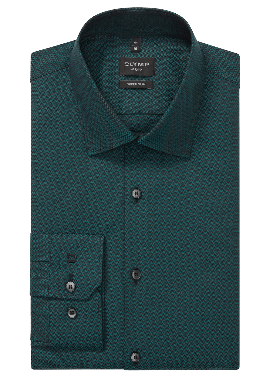Produktbild f�r 'OLYMP No. Six super slim Hemd extra langer Arm New Kent Kragen Muster gr�n'
