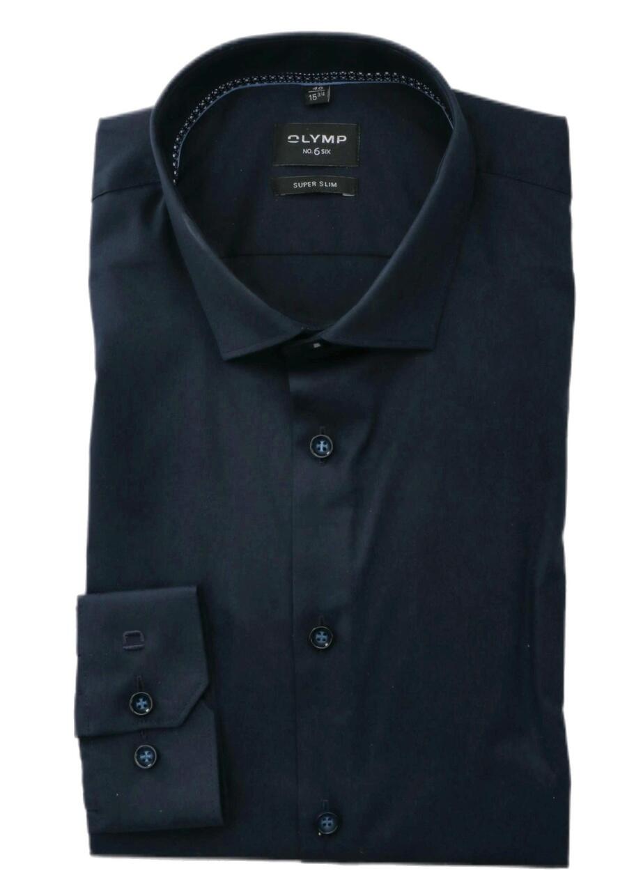 OLYMP No. Six super slim Hemd extra langer Arm New Kent Kragen Stretch navy