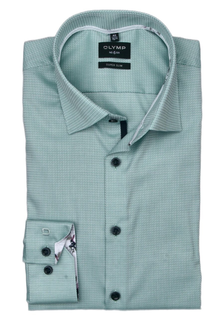 Produktbild fr 'OLYMP No. Six super slim Hemd extra langer Arm New Kent Kragen Struktur grn'