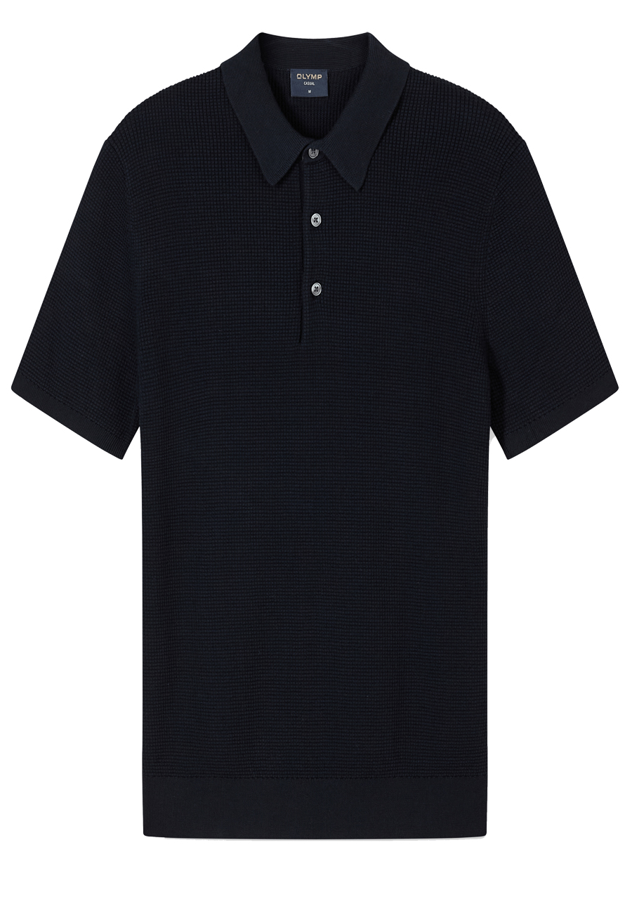 Produktbild f�r 'OLYMP Polo Strick Halbarm gekn�pfter Polokragen navy'