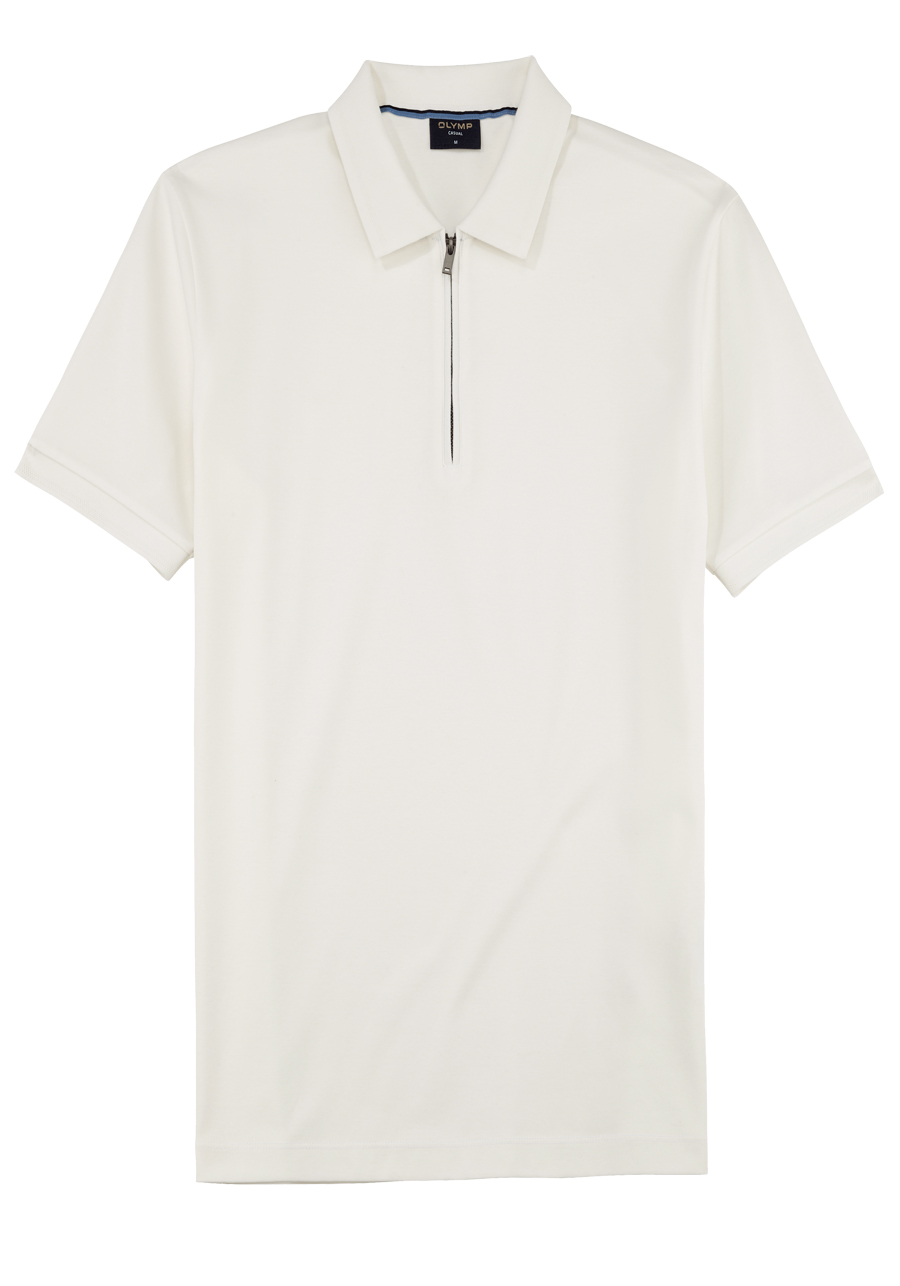 Produktbild fr 'OLYMP Regular Fit Polo Halbarm Reiverschluss Polokragen Jersey wei'