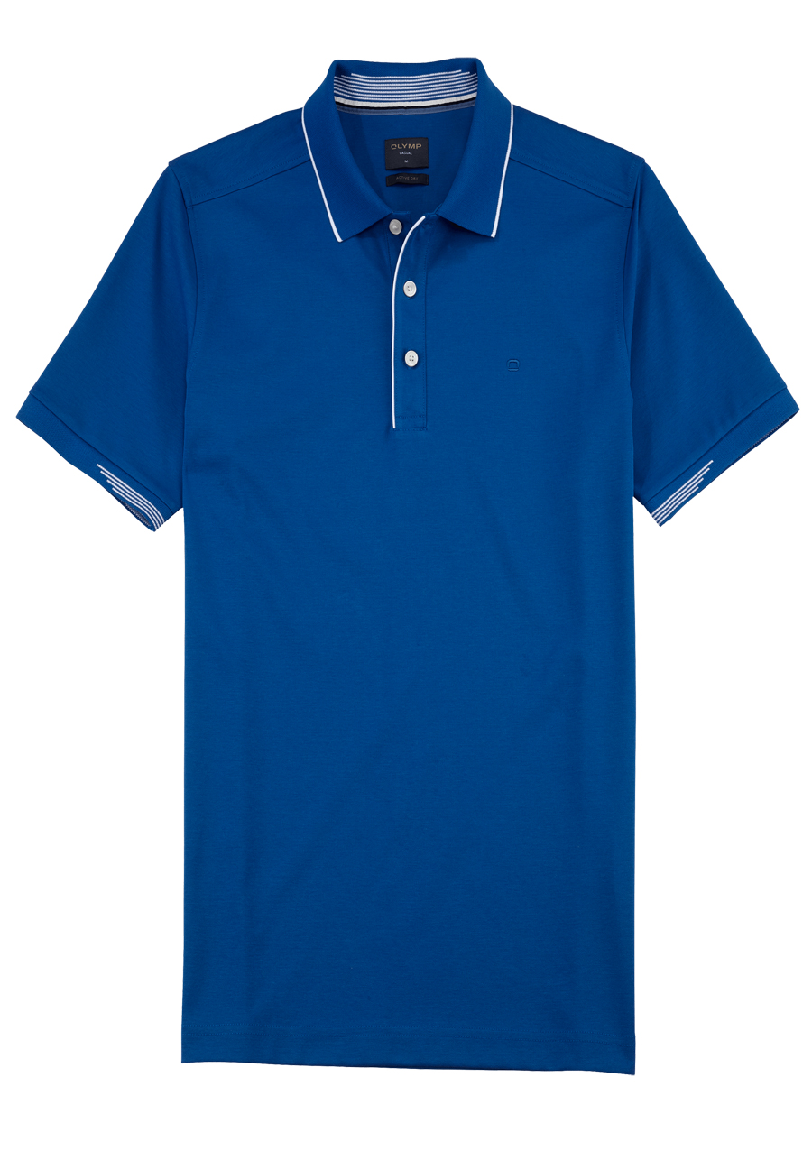 Produktbild fr 'OLYMP Regular Fit Polo Halbarm geknpfter Polokragen Active Dry COOLMAX blau'