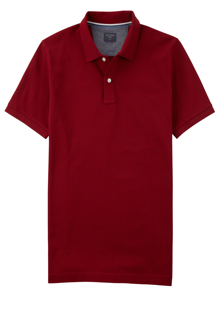 Produktbild fr 'OLYMP Regular Fit Polo Halbarm geknpfter Polokragen Baumwolle Pique dunkelrot'