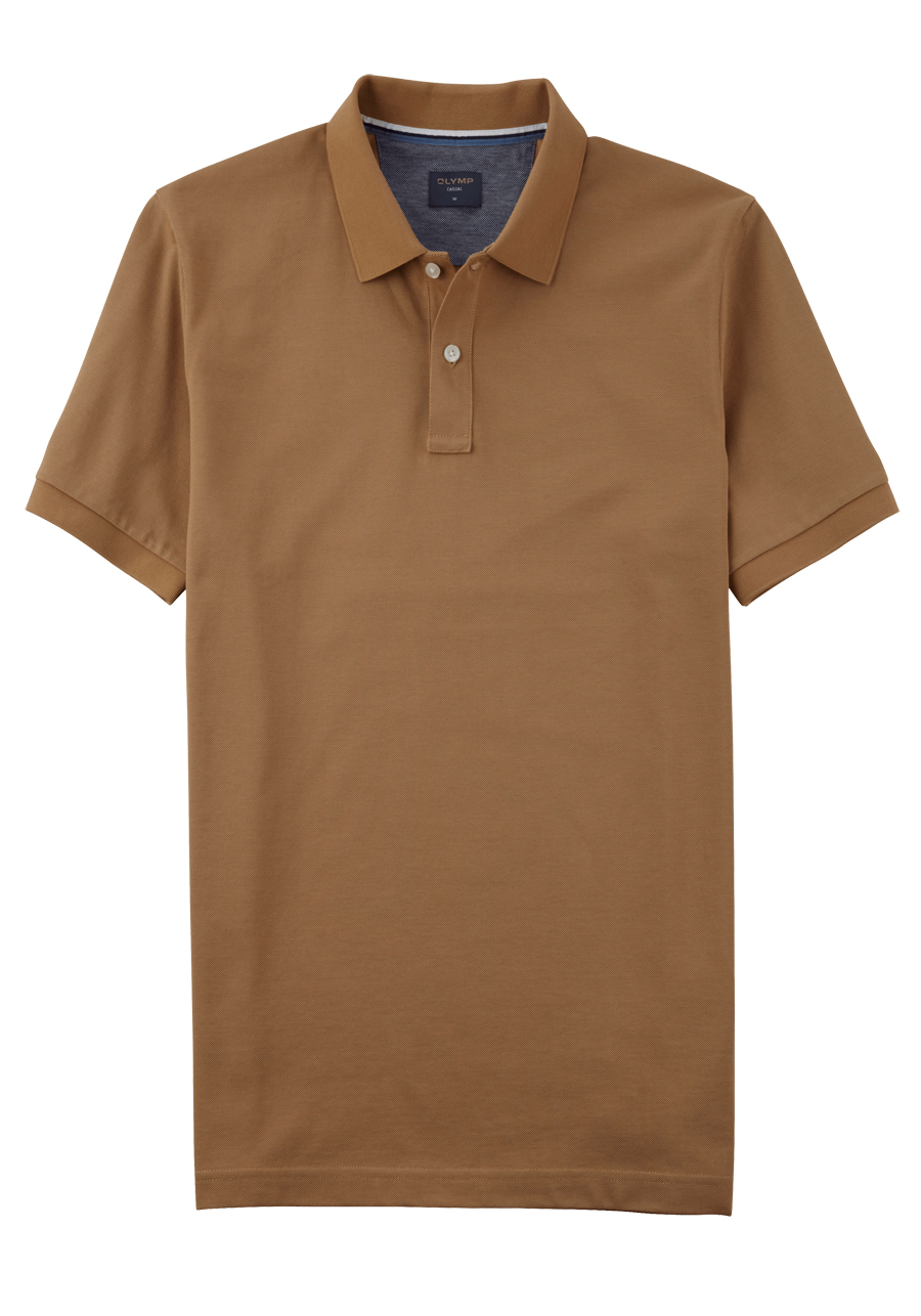 Produktbild fr 'OLYMP Regular Fit Polo Halbarm geknpfter Polokragen Baumwolle Pique hellbraun'