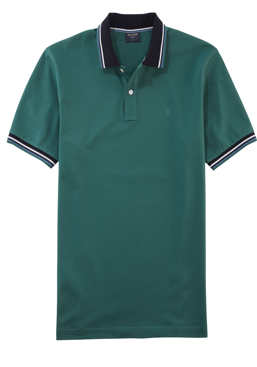 Produktbild fr 'OLYMP Regular Fit Polo Halbarm geknpfter Polokragen Baumwolle Pique moos'