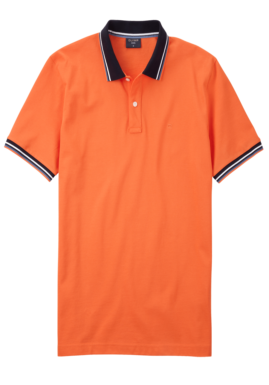 Produktbild fr 'OLYMP Regular Fit Polo Halbarm geknpfter Polokragen Baumwolle Pique orange'